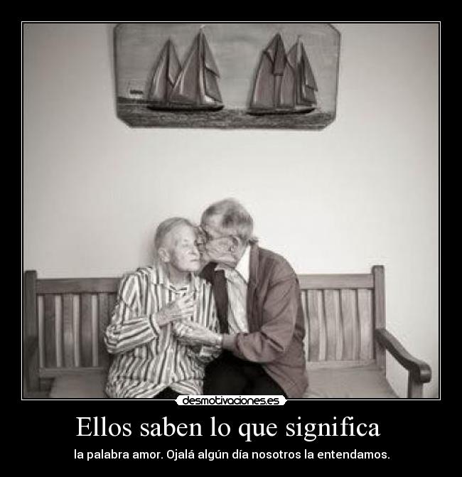 Ellos saben lo que significa - la palabra amor. Ojalá algún día nosotros la entendamos.
