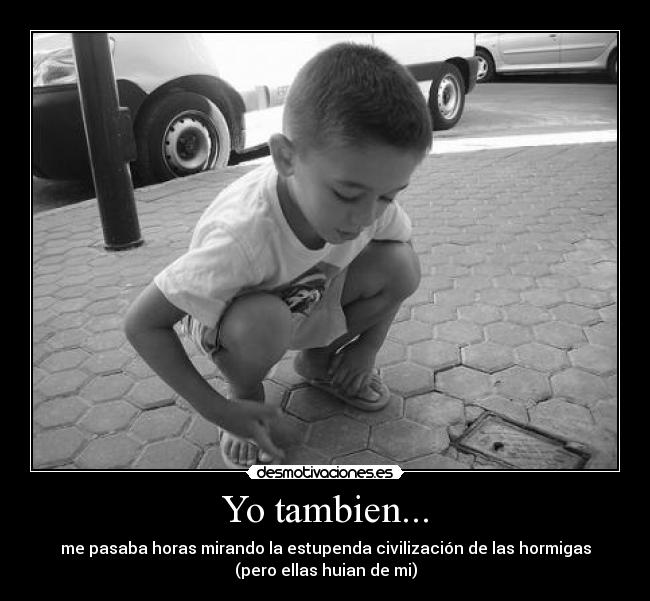 Yo tambien... - me pasaba horas mirando la estupenda civilización de las hormigas
(pero ellas huian de mi)