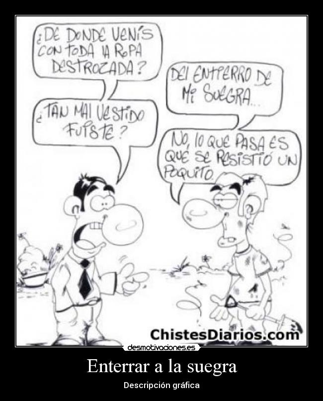 Enterrar a la suegra - Descripción gráfica