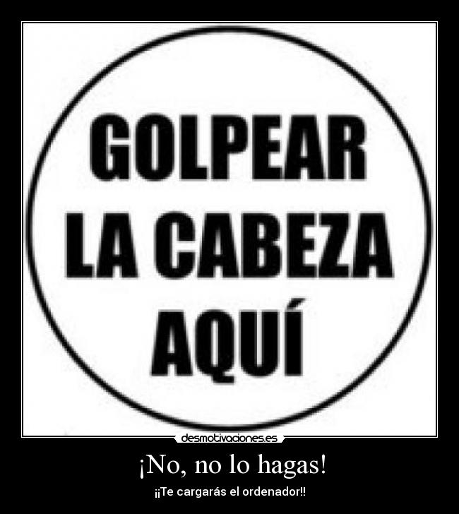¡No, no lo hagas! - ¡¡Te cargarás el ordenador!!