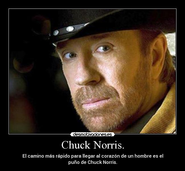 Chuck Norris. - El camino más rápido para llegar al corazón de un hombre es el
puño de Chuck Norris.