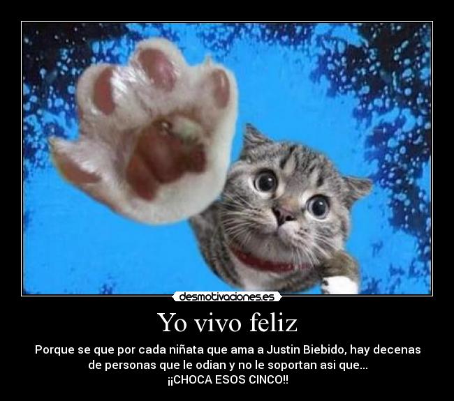 Yo vivo feliz - Porque se que por cada niñata que ama a Justin Biebido, hay decenas
de personas que le odian y no le soportan asi que...
¡¡CHOCA ESOS CINCO!!