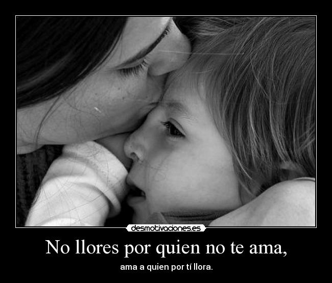 No llores por quien no te ama, - ama a quien por tí llora.
