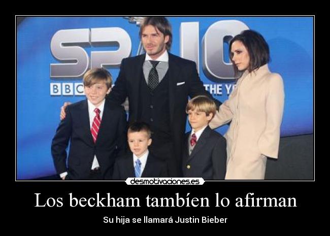 Los beckham tambíen lo afirman - Su hija se llamará Justin Bieber