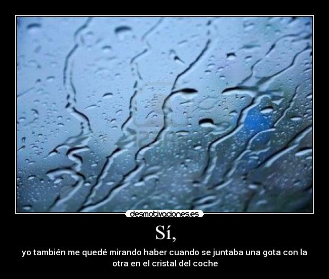 Sí, - yo también me quedé mirando haber cuando se juntaba una gota con la
otra en el cristal del coche