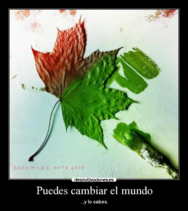 Puedes cambiar el mundo - ...y lo sabes.