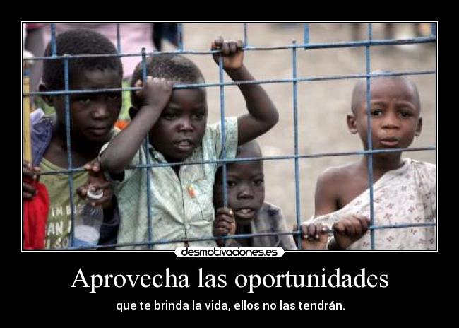 Aprovecha las oportunidades - que te brinda la vida, ellos no las tendrán.