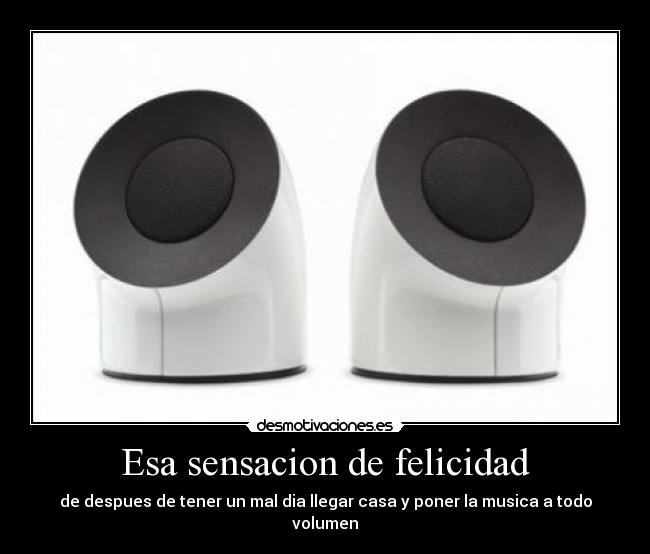 Esa sensacion de felicidad - de despues de tener un mal dia llegar casa y poner la musica a todo volumen