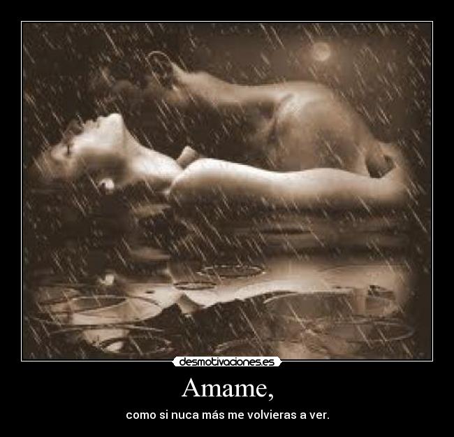 Amame, - como si nuca más me volvieras a ver.