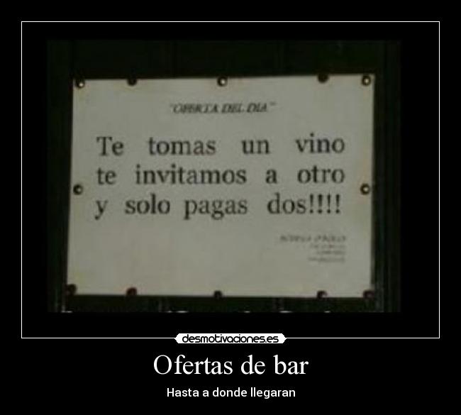 Ofertas de bar -