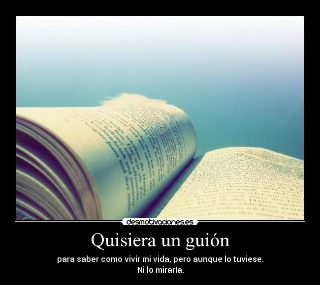 Quisiera un guión - para saber como vivir mi vida, pero aunque lo tuviese.
Ni lo miraría.