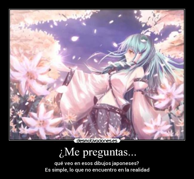 ¿Me preguntas... - qué veo en esos dibujos japoneses?
Es simple, lo que no encuentro en la realidad