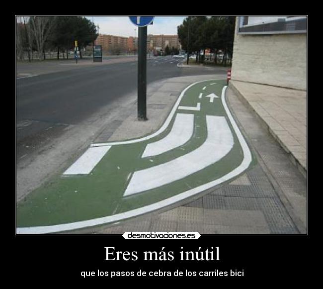 Eres más inútil - que los pasos de cebra de los carriles bici