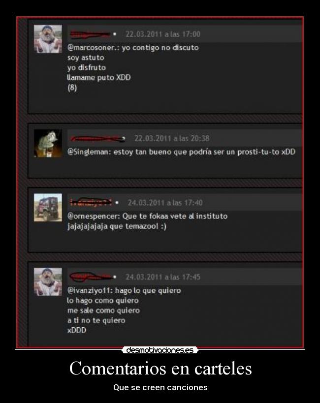 Comentarios en carteles -