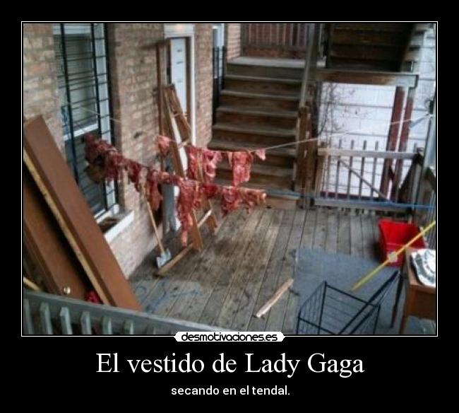 carteles lady gaga ropa vestido carne tendal desmotivaciones