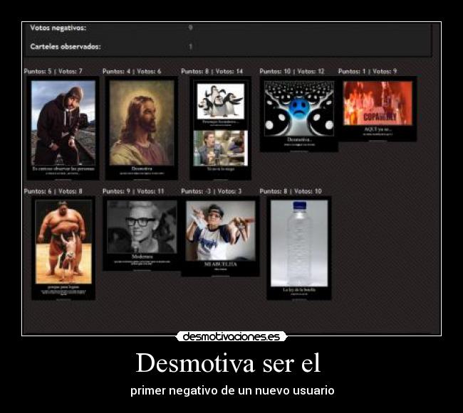 Desmotiva ser el - primer negativo de un nuevo usuario