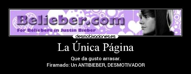 La Única Página - Que da gusto arrasar.
Firamado: Un ANTIBIEBER, DESMOTIVADOR