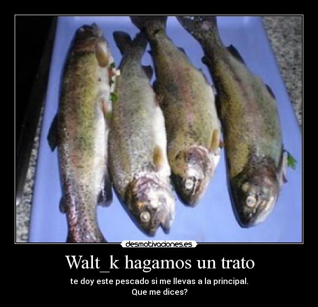 Walt_k hagamos un trato - te doy este pescado si me llevas a la principal.
Que me dices?