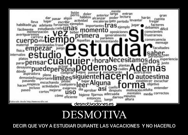 DESMOTIVA - DECIR QUE VOY A ESTUDIAR DURANTE LAS VACACIONES  Y NO HACERLO