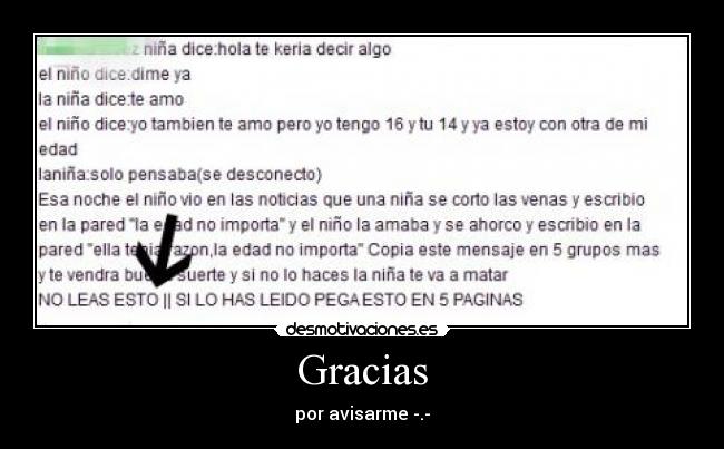 Gracias - por avisarme -.-