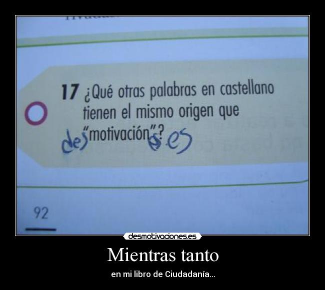 Mientras tanto - en mi libro de Ciudadanía...