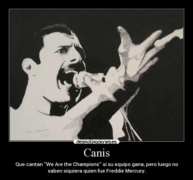 Canis - Que cantan We Are the Champions si su equipo gana, pero luego no
saben siquiera quien fue Freddie Mercury.