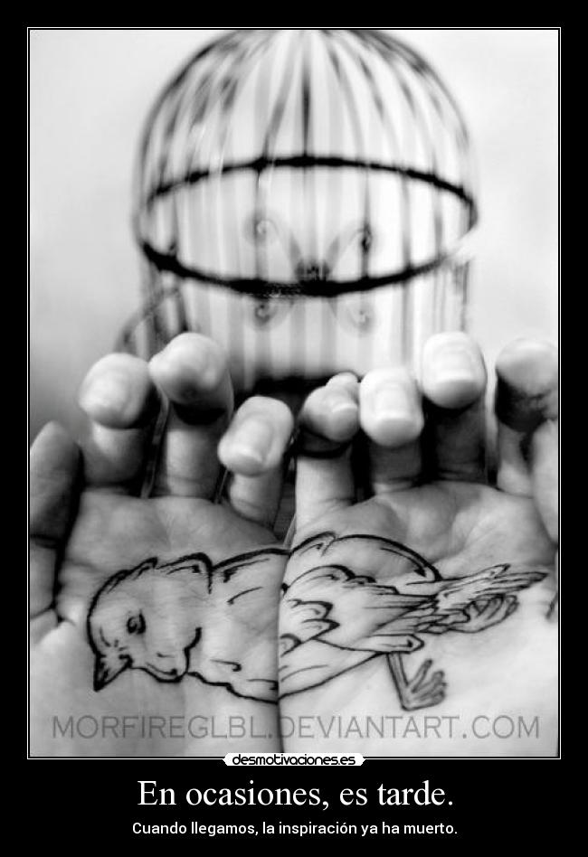 carteles ocasiones tarde bla bla bla pajaro yber desmotivaciones