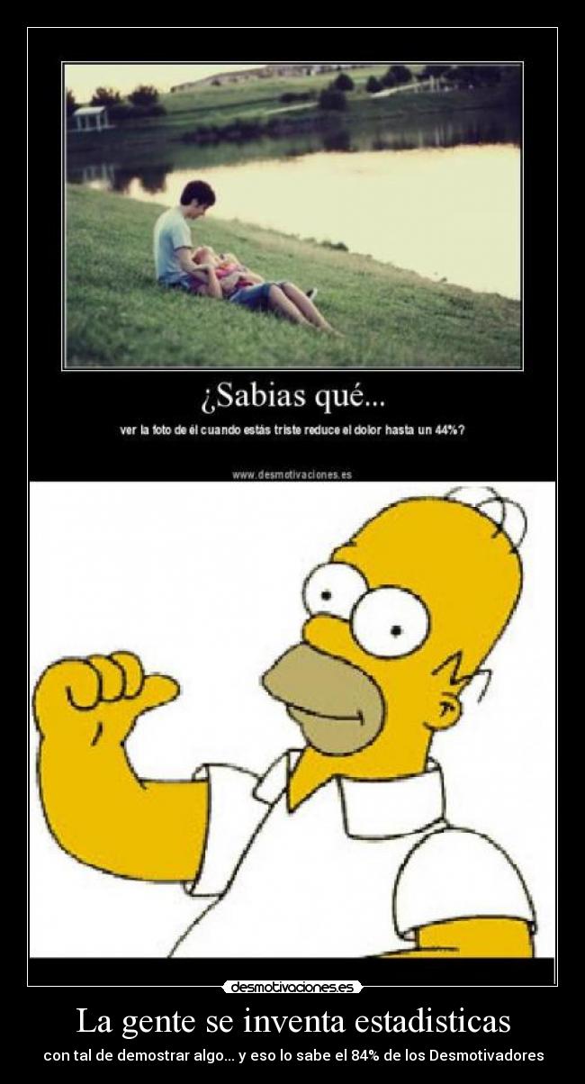 La gente se inventa estadisticas - con tal de demostrar algo... y eso lo sabe el 84% de los Desmotivadores