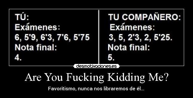 Are You Fucking Kidding Me? - Favoritismo, nunca nos libraremos de él...