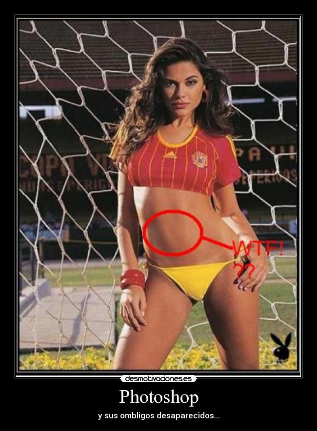 carteles photoshop foto retoque espana mundial futbol ombligo publicidad subliminal desmotivaciones
