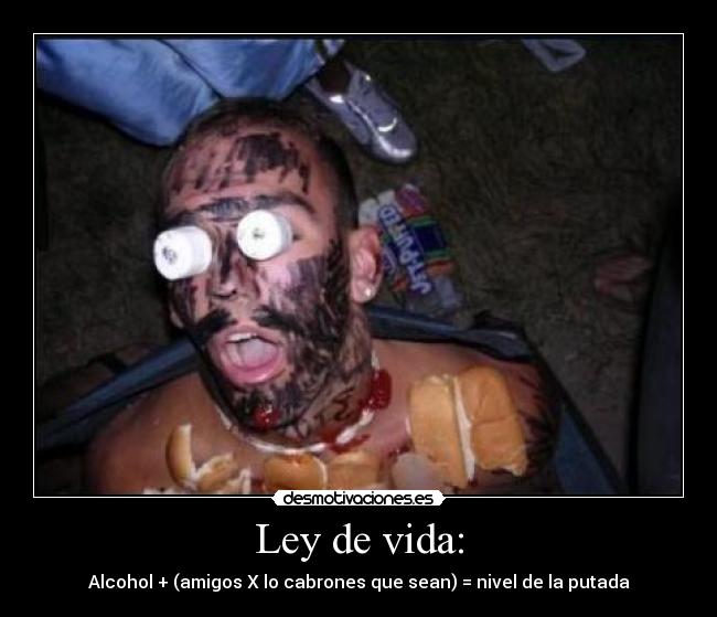 Ley de vida: - Alcohol + (amigos X lo cabrones que sean) = nivel de la putada