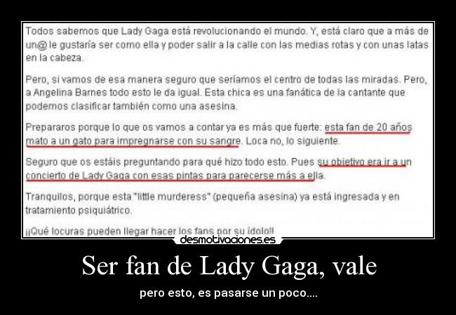 Ser fan de Lady Gaga, vale - 