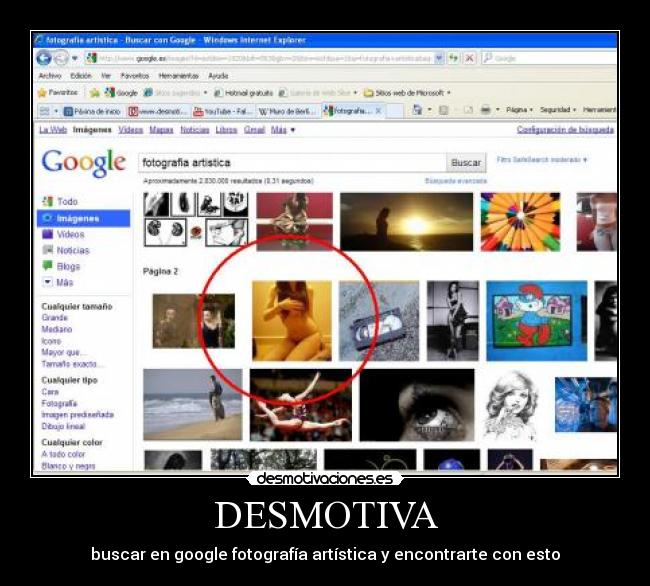 DESMOTIVA - buscar en google fotografía artística y encontrarte con esto