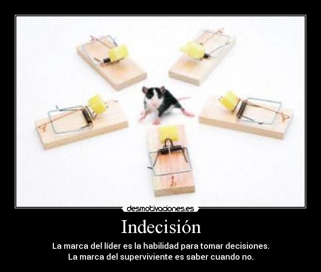 Indecisión - La marca del líder es la habilidad para tomar decisiones.
La marca del superviviente es saber cuando no.