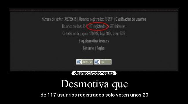 Desmotiva que - de 117 usuarios registrados solo voten unos 20