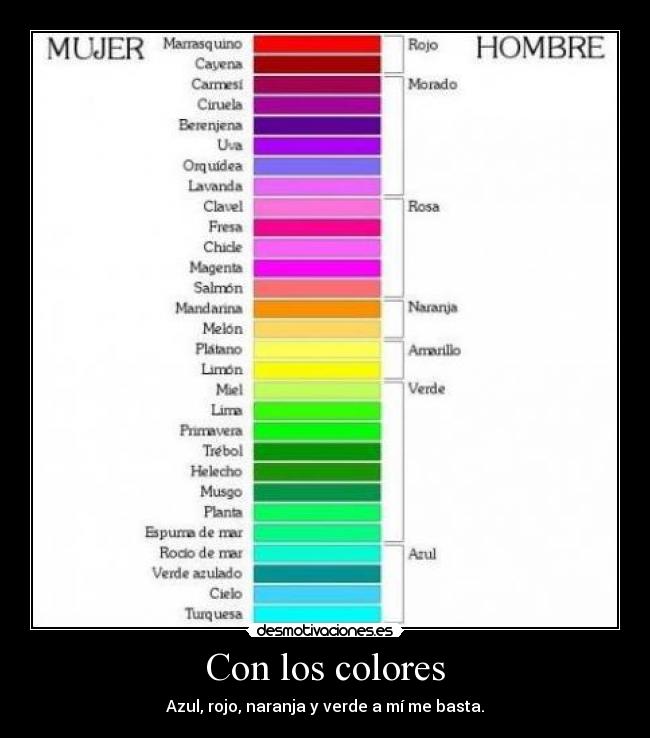 Con los colores - Azul, rojo, naranja y verde a mí me basta.