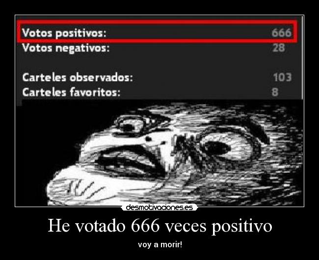 He votado 666 veces positivo - voy a morir!