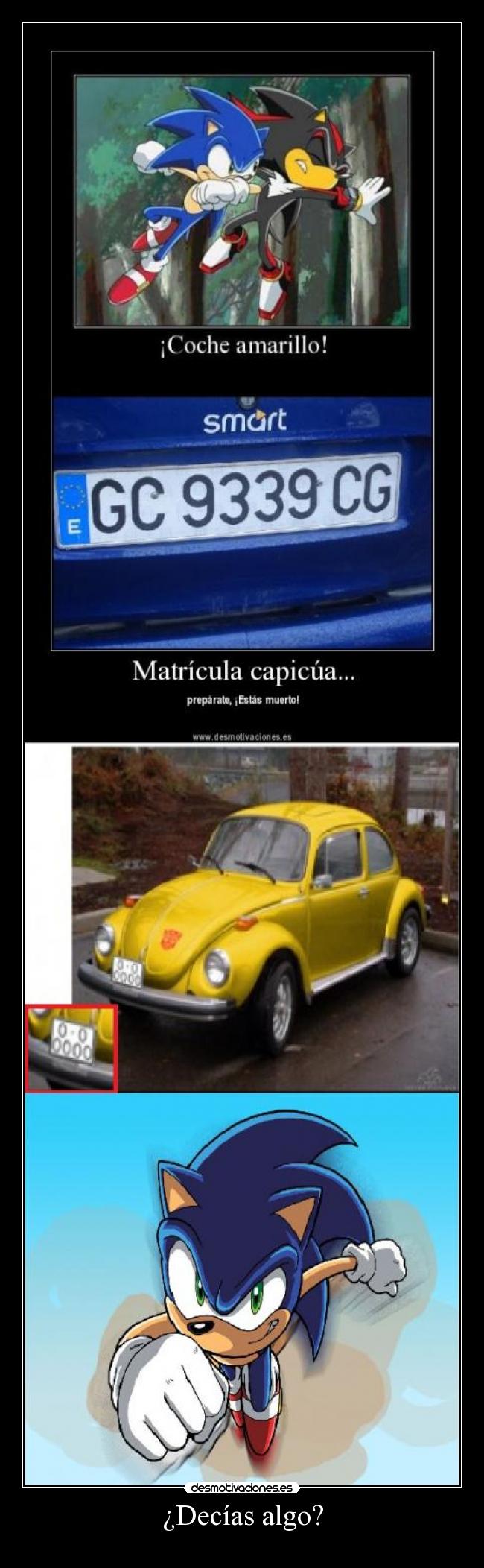 carteles sonicshadowcocheamarillomatriculacapicua desmotivaciones