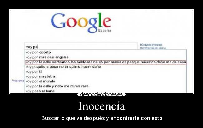 Inocencia - Buscar lo que va después y encontrarte con esto