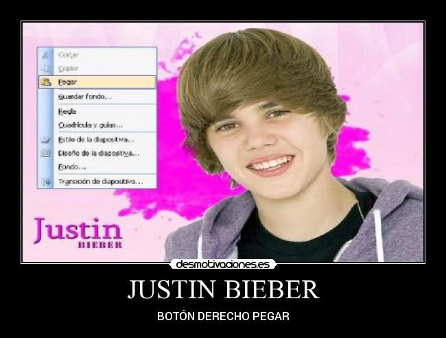 JUSTIN BIEBER - BOTÓN DERECHO PEGAR