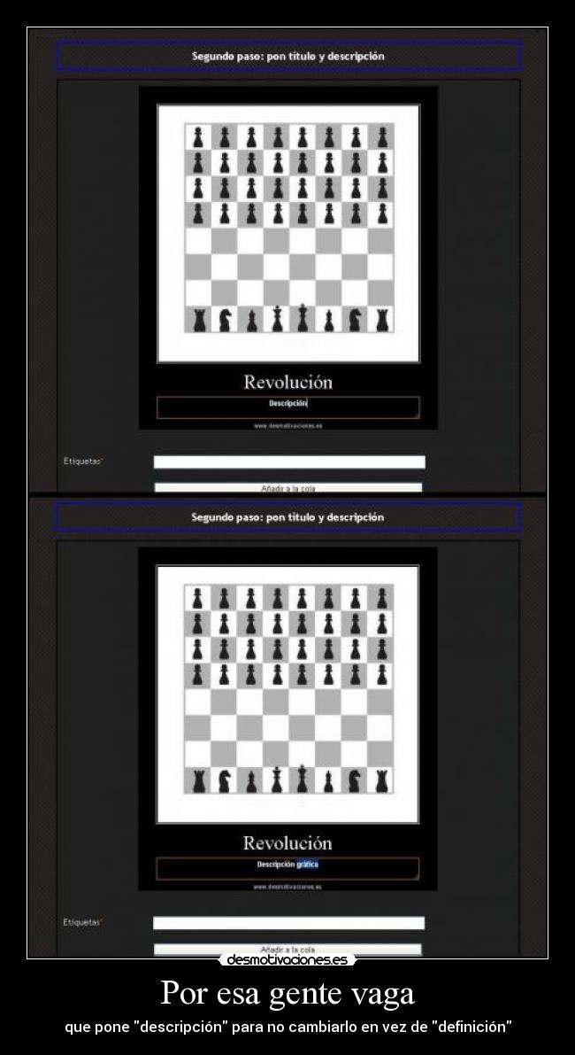Por esa gente vaga - que pone descripción para no cambiarlo en vez de definición