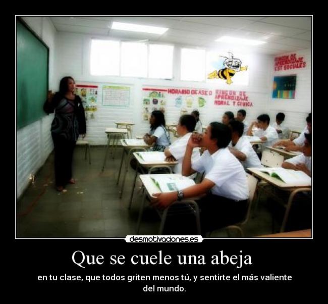 Que se cuele una abeja - en tu clase, que todos griten menos tú, y sentirte el más valiente del mundo.