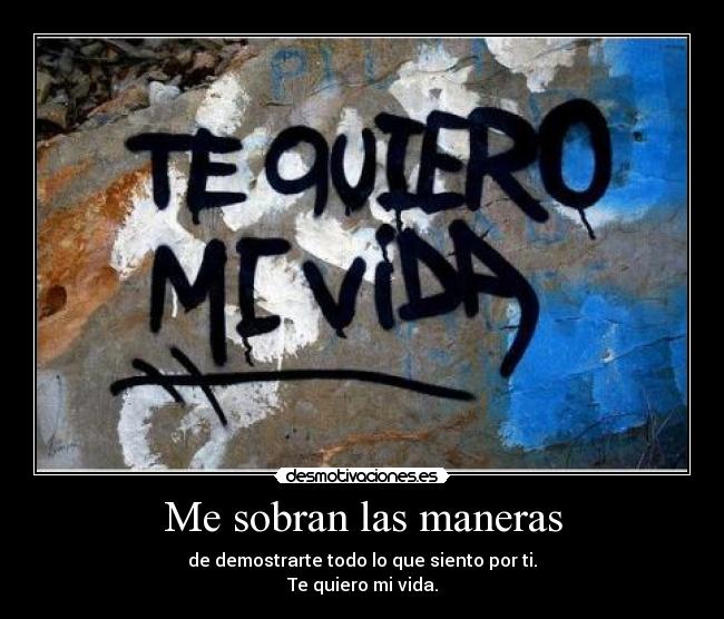 Me sobran las maneras - de demostrarte todo lo que siento por ti.
Te quiero mi vida.