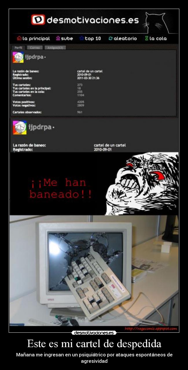 Este es mi cartel de despedida -