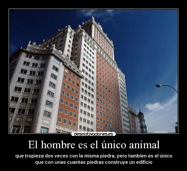 El hombre es el único animal - que tropieza dos veces con la misma piedra, pero tambíen es el único
que con unas cuantas piedras construye un edificio