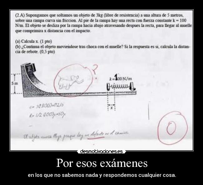 Por esos exámenes - en los que no sabemos nada y respondemos cualquier cosa.