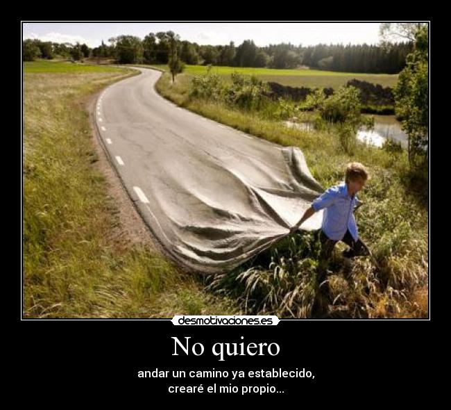 No quiero - andar un camino ya establecido,
crearé el mio propio...