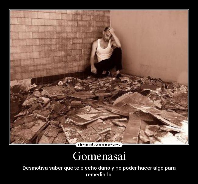 Gomenasai - Desmotiva saber que te e echo daño y no poder hacer algo para remediarlo
