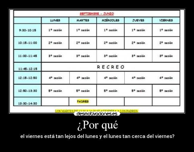 ¿Por qué - el viernes está tan lejos del lunes y el lunes tan cerca del viernes?