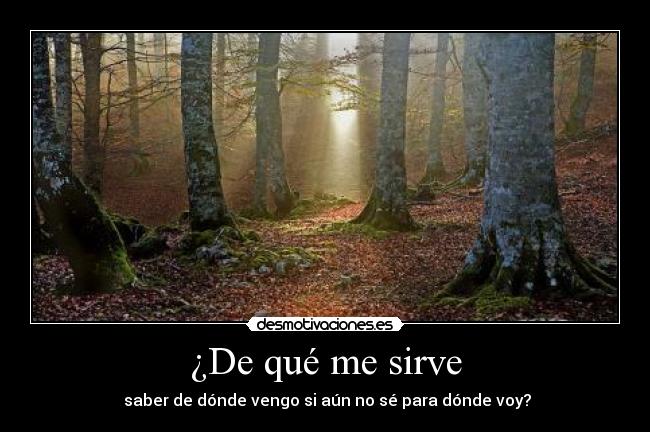 ¿De qué me sirve - saber de dónde vengo si aún no sé para dónde voy?